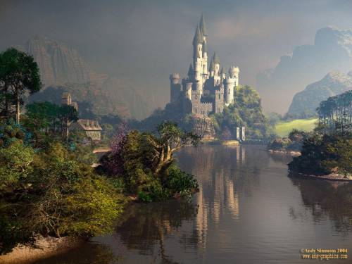 Wallpaper image: Castle, Fantasy Art, Mixed Media, Computer desktop digital fantasy art wallpaper gallery modern computer artwork sample.