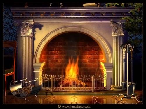 Wallpaper image: Fireplace, Mixed Style, Mixed Media, Photography photomanipulation photographs photos camera work matte painting, Posters framed prints digital poster limited edition giclee art print, Fantasy vision fantastical visualization dream.