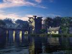 Granchester Lock, Fantasy Art, 3D Digital Art