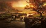 Sunset river concept, Nature, 2D Digital Art