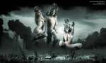 Moonlight Bathing Valkyries: Gods and Heroes series, Fantasy Art, 3D Digital Art